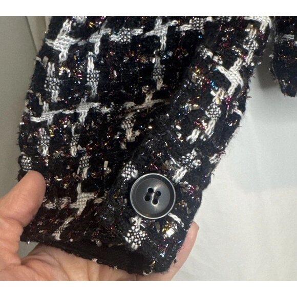 LOFT Women’s Shimmer Metallic Tweed Button Up Shirt Jacket Blazer Top Sz M NEW - Picture 4 of 10